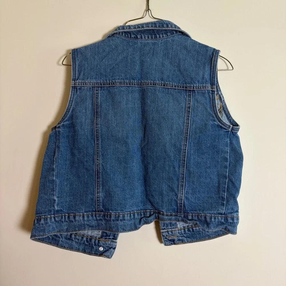 Old Navy Girls XXL 16 Blue Denim Vest Sleeveless Trucker Jacket Button Up